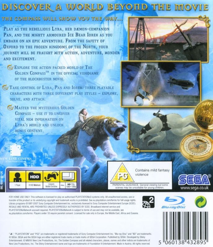 Back Cover for The Golden Compass (PlayStation 3)