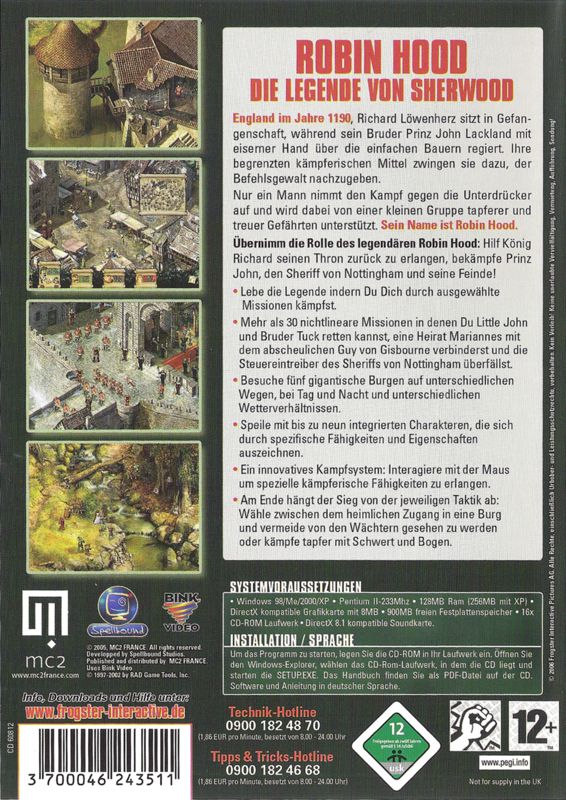 Back Cover for Robin Hood: The Legend of Sherwood (Windows) (MC2 France release)