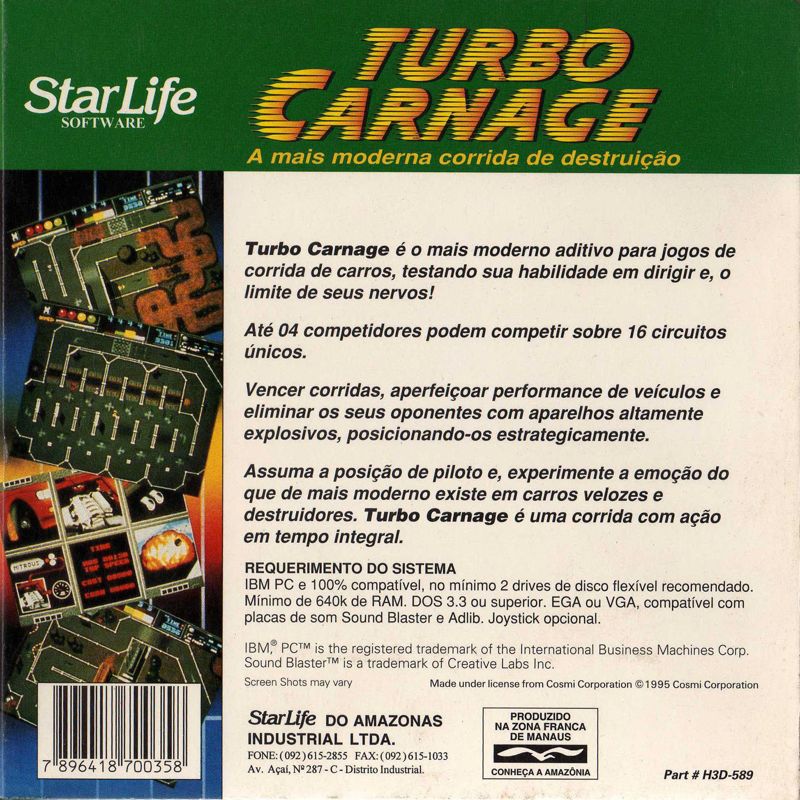 Back Cover for Carnage (DOS)