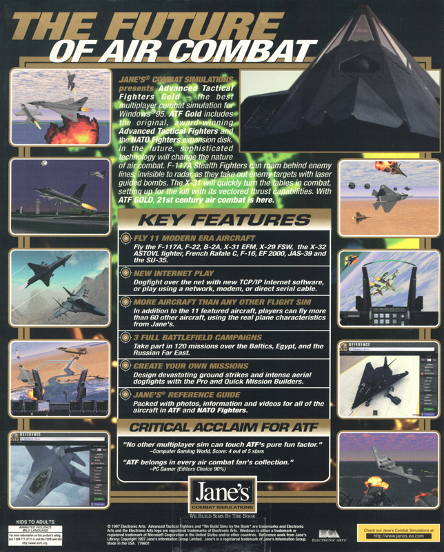 Back Cover for Jane's Combat Simulations: ATF - Advanced Tactical Fighters - Gold (Windows) (Alternate)