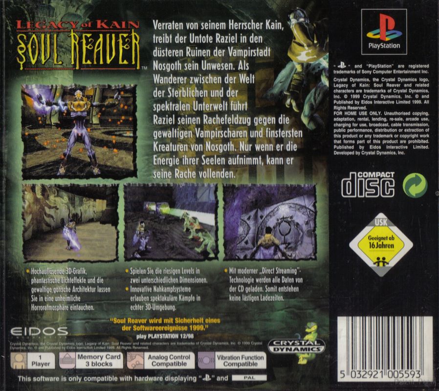 Back Cover for Legacy of Kain: Soul Reaver (PlayStation)