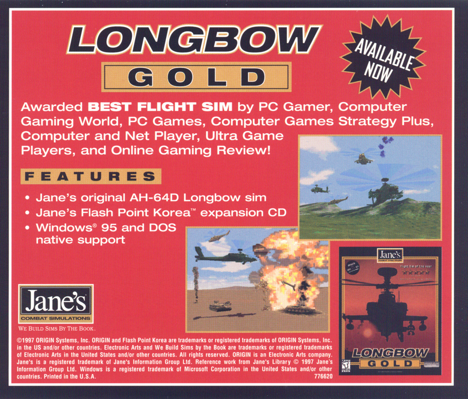 Other for Jane's Combat Simulations: ATF - Advanced Tactical Fighters - Gold (Windows) (Alternate): Jewel Case - Back