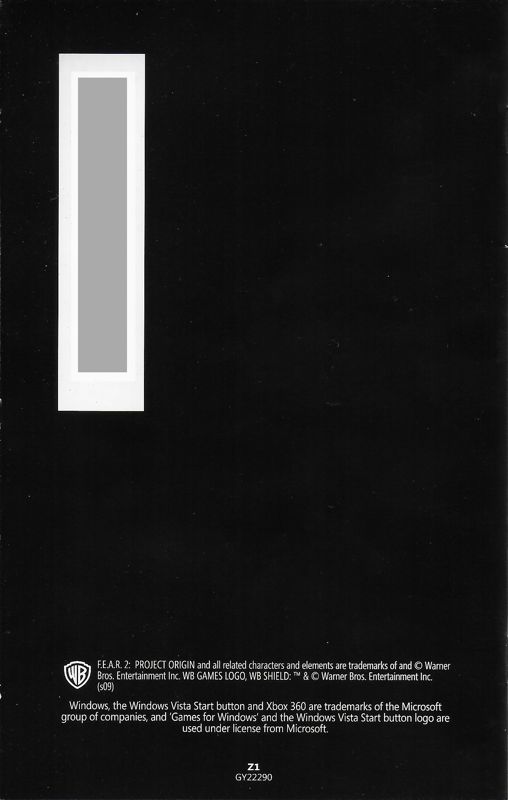 Manual for F.E.A.R. 2: Project Origin - Limited Edition (Windows) (Steelbook): Back