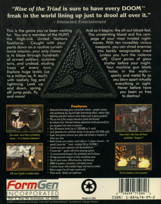 Back Cover for Rise of the Triad: Dark War (DOS)