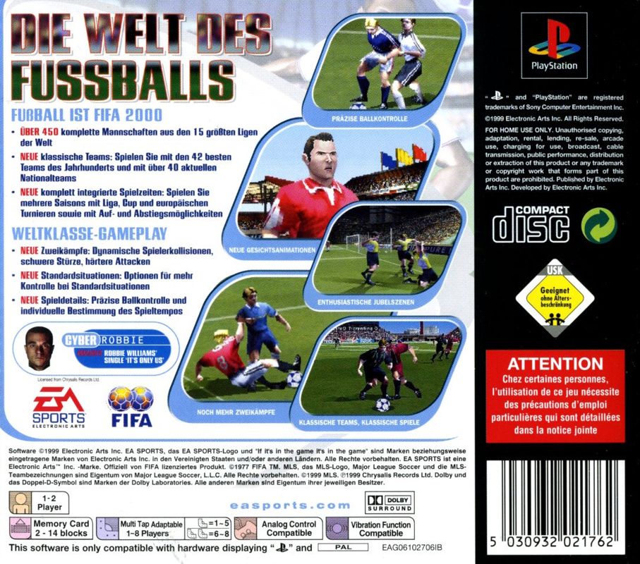 Back Cover for FIFA 2000: Major League Soccer (PlayStation)
