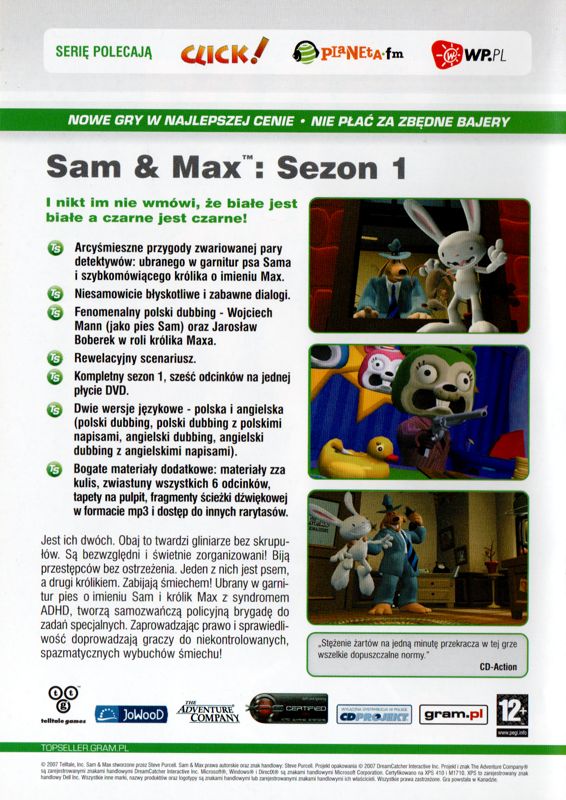 Other for Sam & Max: Season One (Windows) (Top Seller release): Keep Case - Back