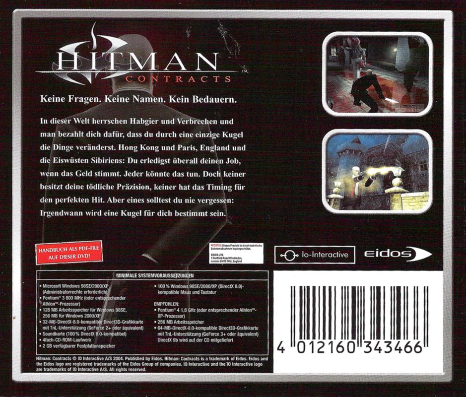 Back Cover for Hitman: Contracts (Windows) (Software Pyramide release)