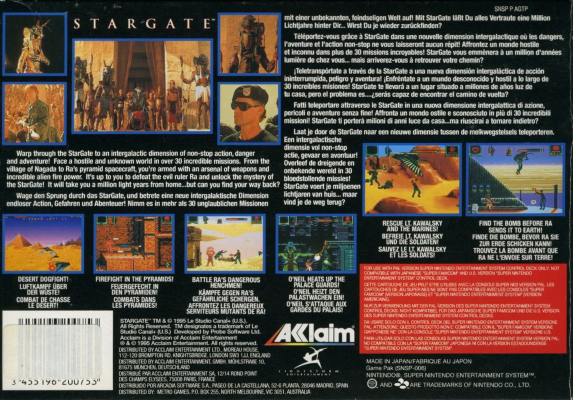 Back Cover for Stargate (SNES)