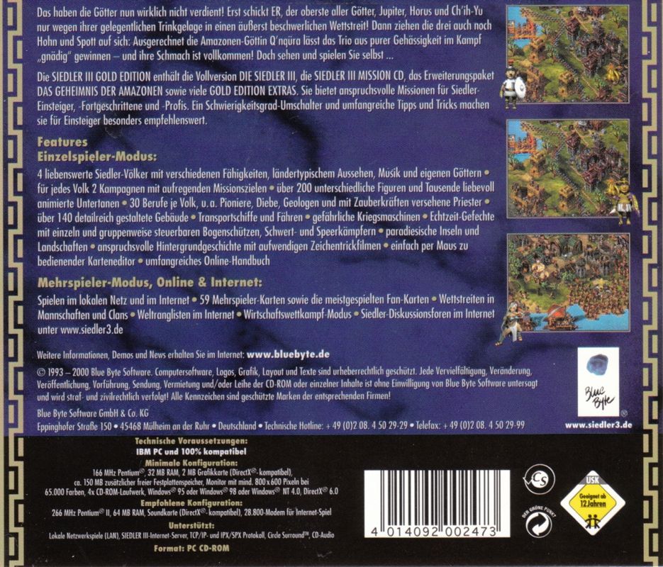 Other for The Settlers III: Ultimate Collection (Windows) (Blue Byte original release): Jewel Case - Back