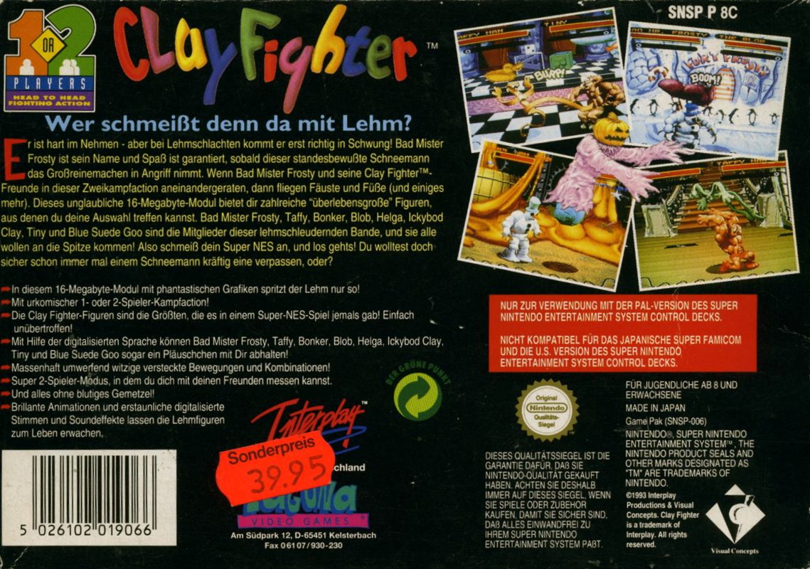 Back Cover for Clay Fighter (SNES)