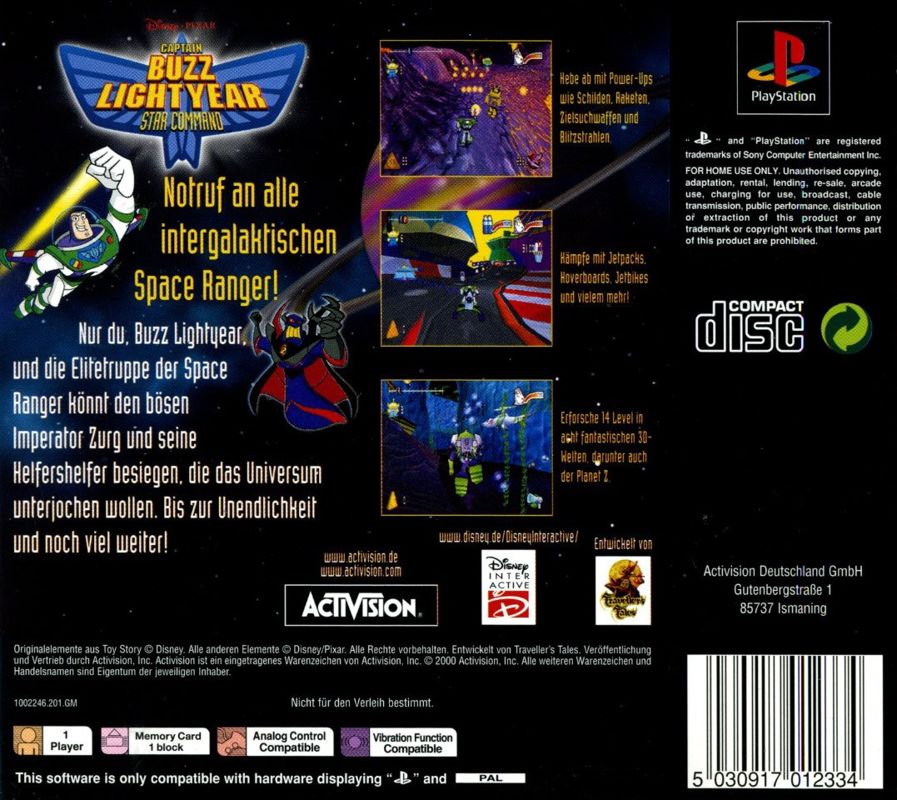 Back Cover for Disney•Pixar Buzz Lightyear of Star Command (PlayStation)