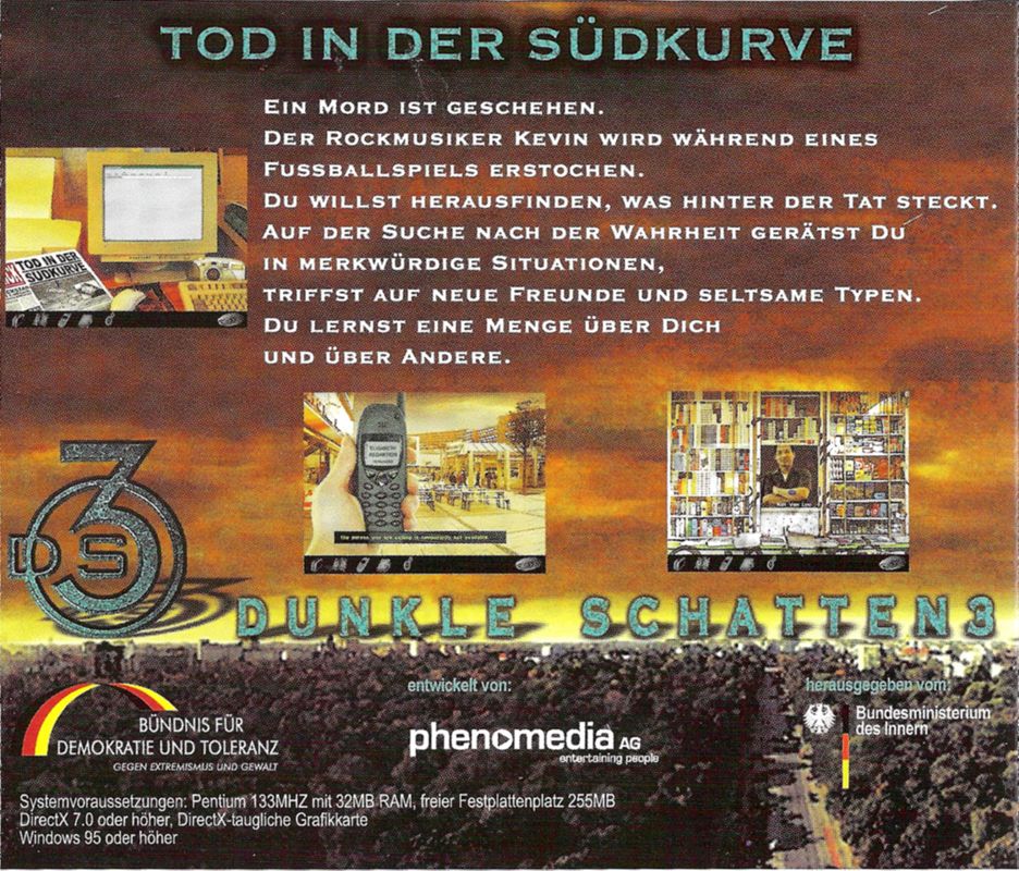 Back Cover for Dunkle Schatten 3: Tod in der Südkurve (Windows)