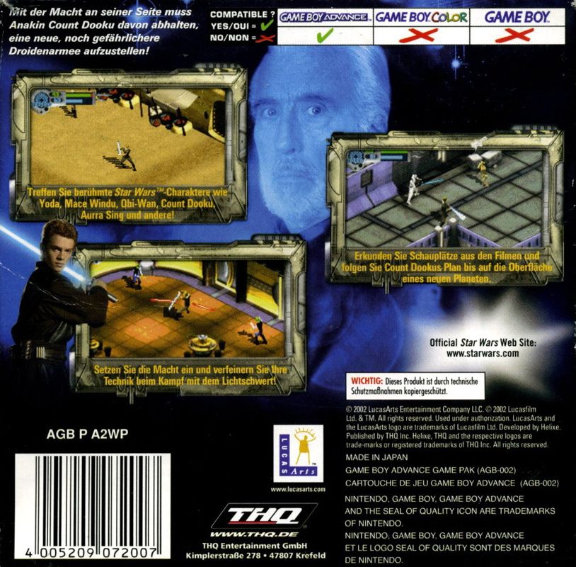 Back Cover for Star Wars: The New Droid Army (Game Boy Advance)