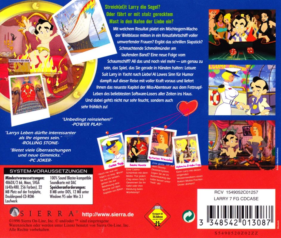 Other for Leisure Suit Larry: Love for Sail! (DOS and Windows and Windows 3.x): Jewel Case - Back
