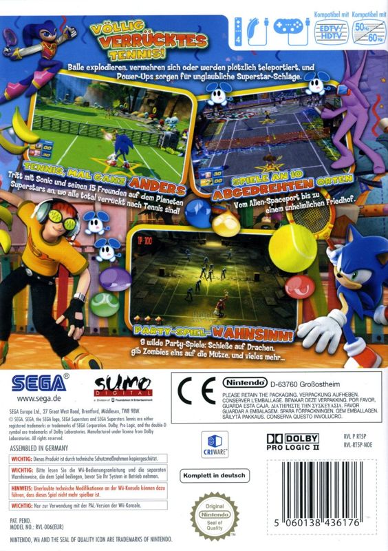 Back Cover for SEGA Superstars Tennis (Wii)