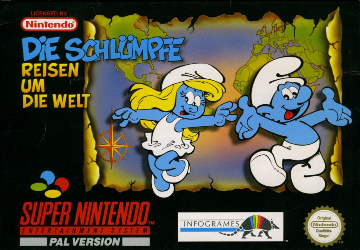 Front Cover for The Smurfs Travel the World (SNES)