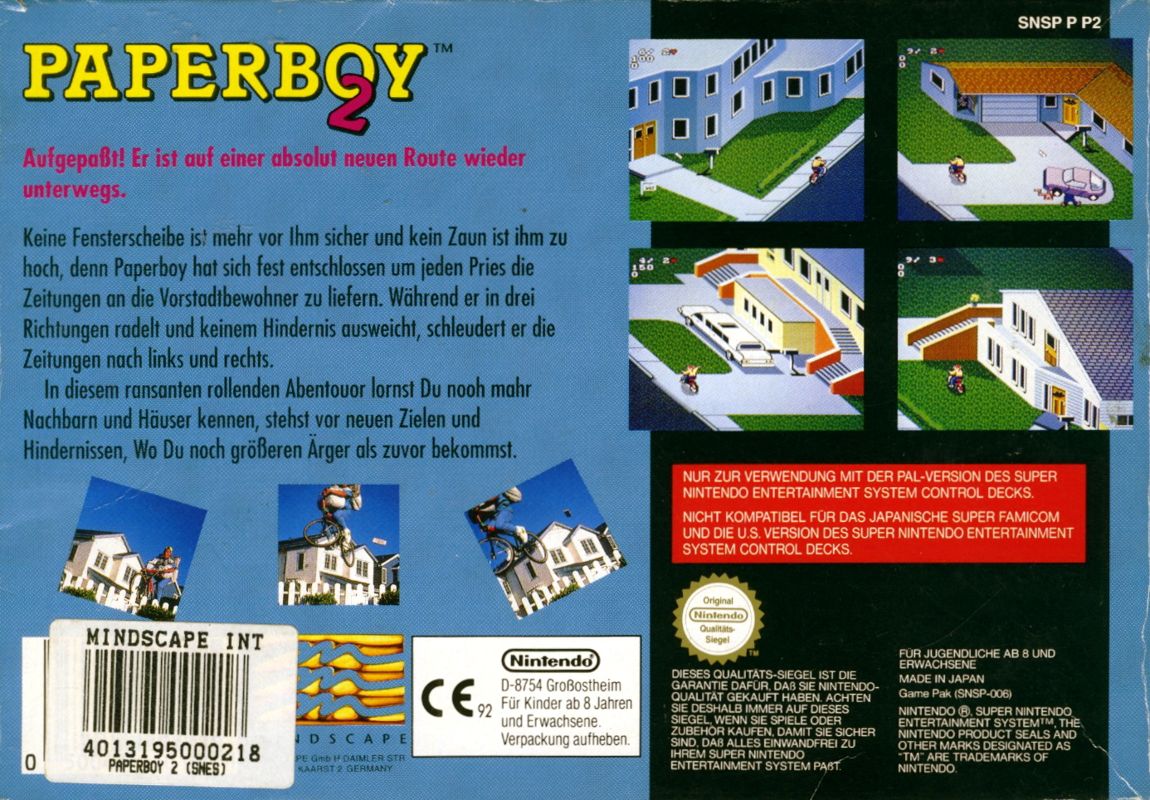 Back Cover for Paperboy 2 (SNES)