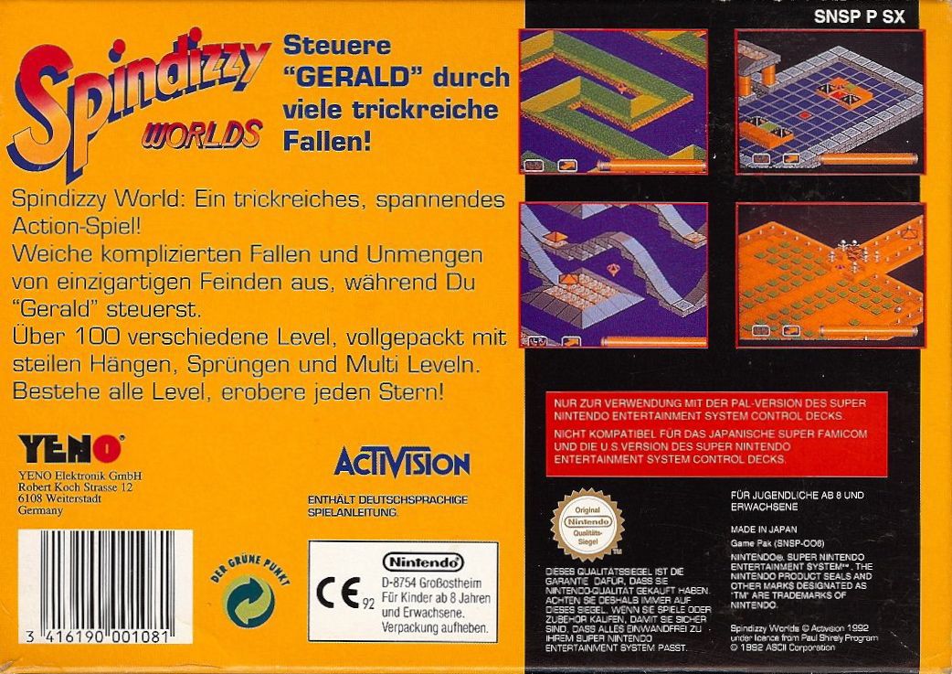 Back Cover for Spindizzy Worlds (SNES)