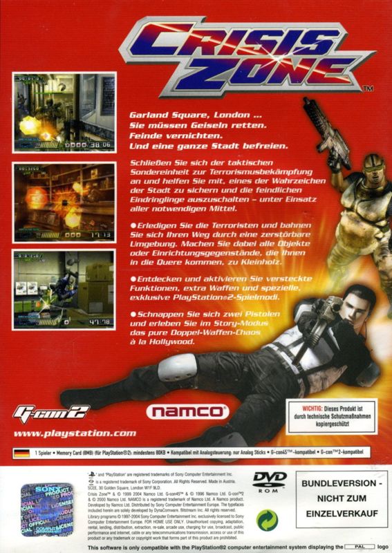 Back Cover for Time Crisis: Crisis Zone (PlayStation 2) (Bundle release)