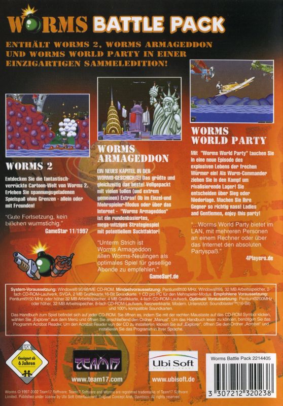 Back Cover for Worms Triple Pack (Windows)