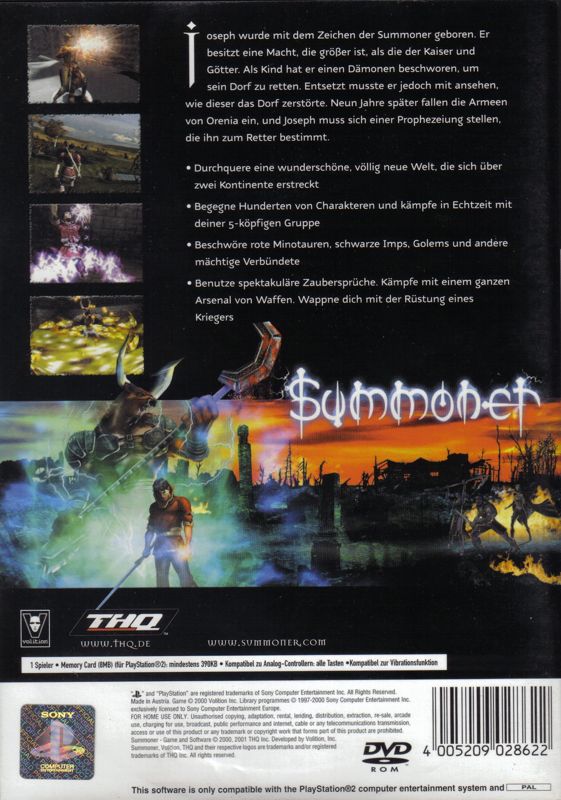 Back Cover for Summoner 2 (PlayStation 2)