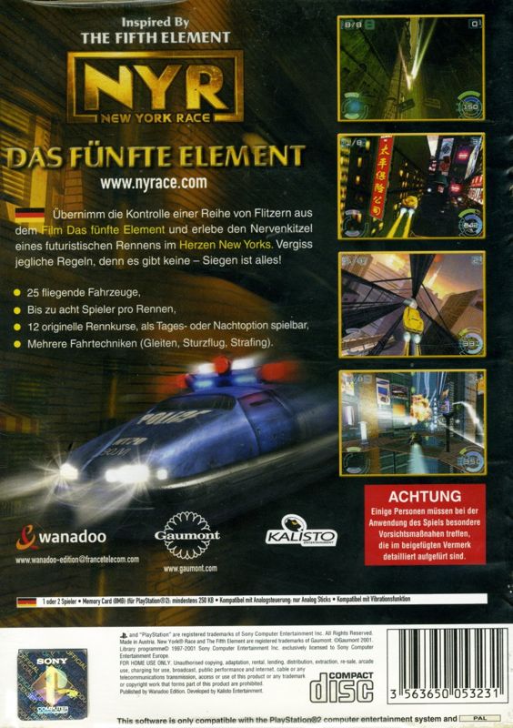 Back Cover for NYR: New York Race (PlayStation 2)