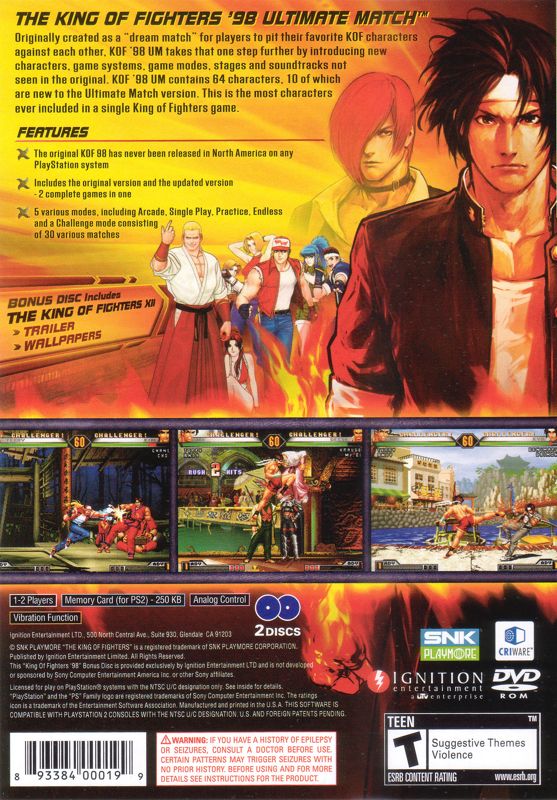 Back Cover for The King of Fighters '98: Ultimate Match (PlayStation 2)