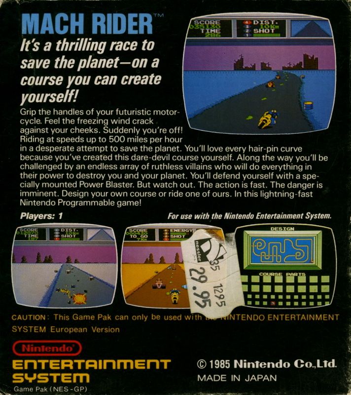 Back Cover for Mach Rider (NES)