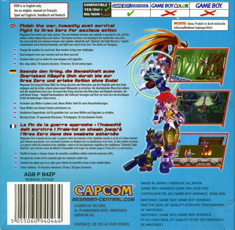 Back Cover for Mega Man Zero 4 (Game Boy Advance)