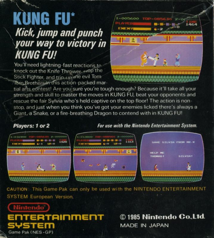 Back Cover for Kung-Fu Master (NES)