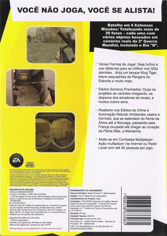 Back Cover for Medal of Honor: Allied Assault (Windows) (Super Price release)