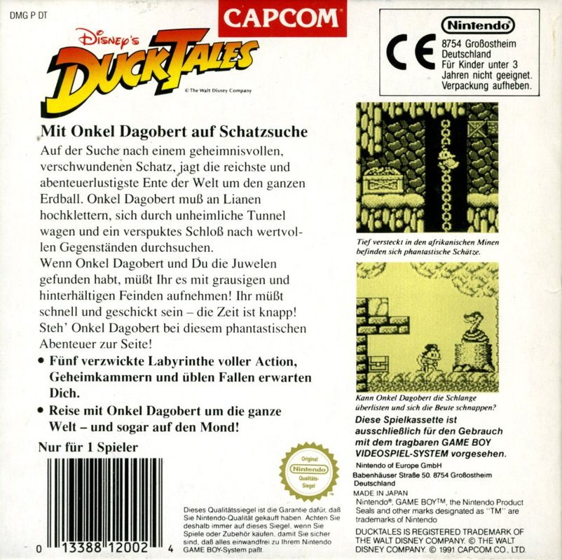 Back Cover for Disney's DuckTales (Game Boy)