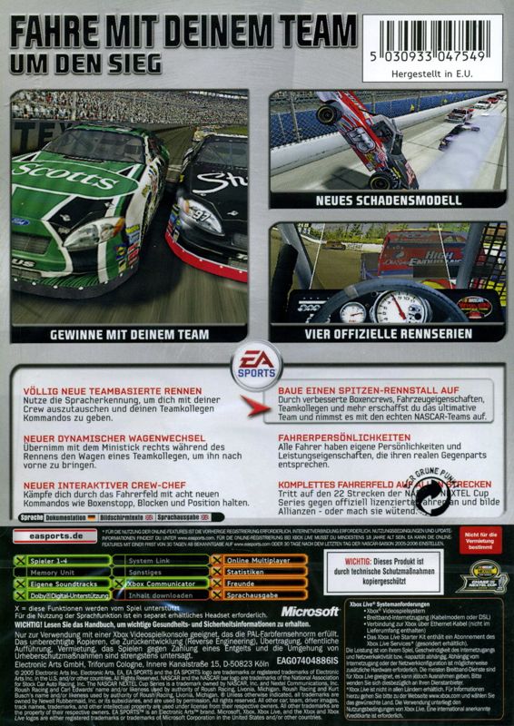 Back Cover for NASCAR 06: Total Team Control (Xbox)