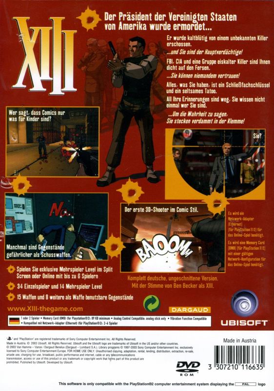 Back Cover for XIII (PlayStation 2)