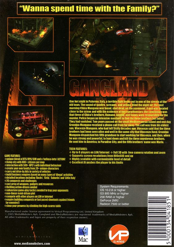 Back Cover for Gangland (Macintosh)