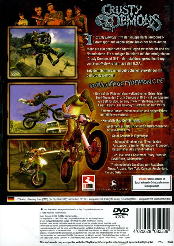 Back Cover for Crusty Demons (PlayStation 2)