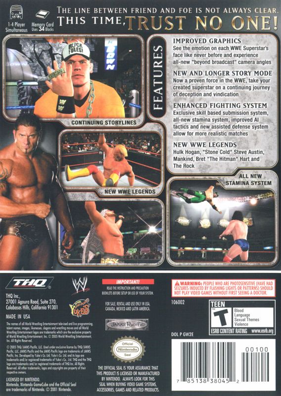 Back Cover for WWE Day of Reckoning 2 (GameCube)