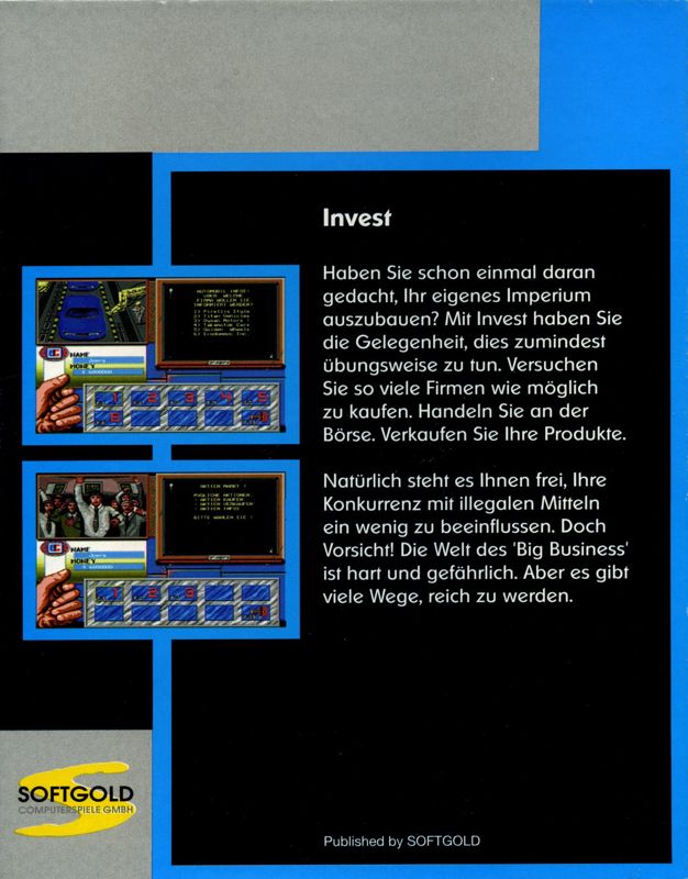 Back Cover for Inve$t (DOS) (Topshots Deluxe release)