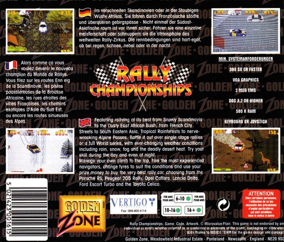 Other for Rally Championships (DOS) (Golden Zone budget release): Jewel Case - Back