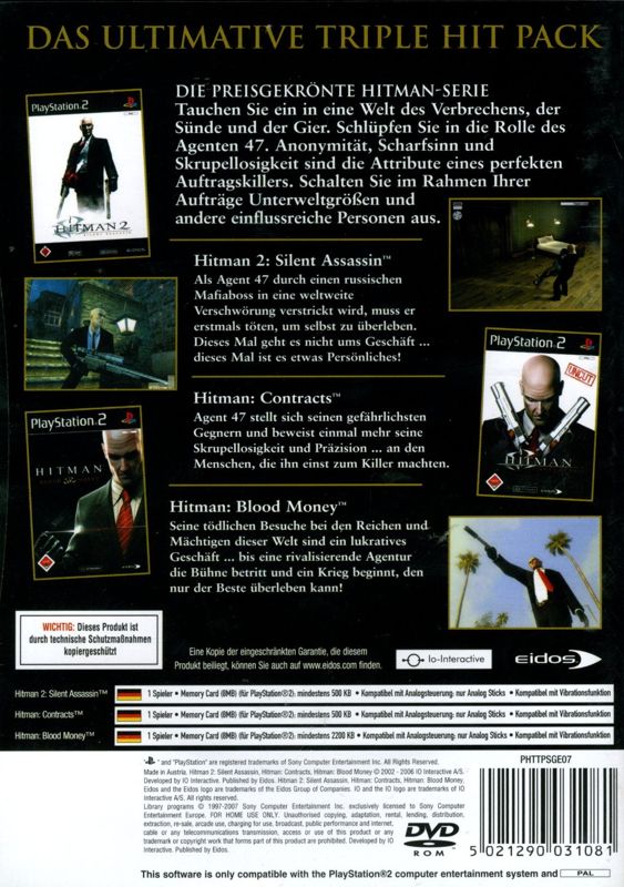 Back Cover for Hitman Trilogy (PlayStation 2)