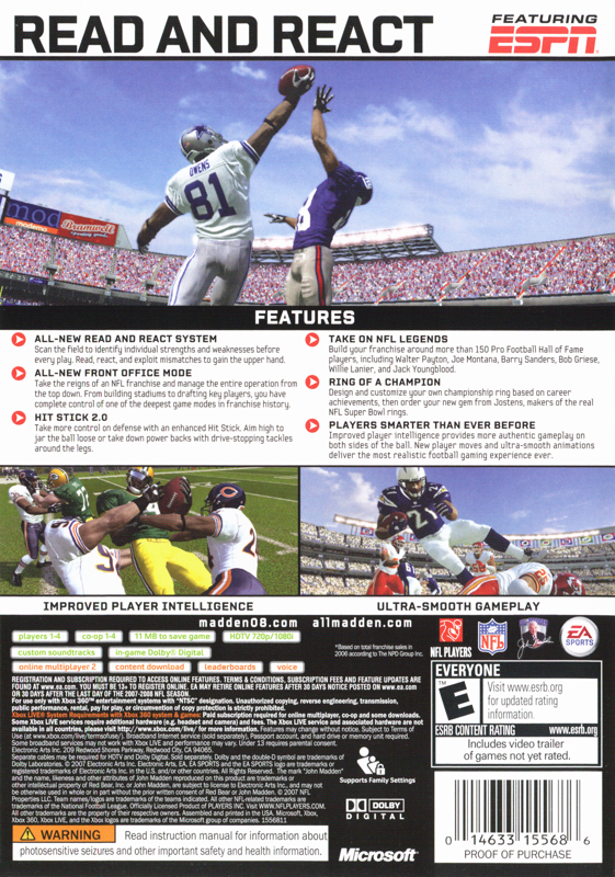 Madden NFL 08 cover or packaging material - MobyGames