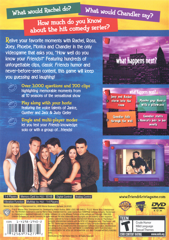 Back Cover for Friends: The One with All the Trivia (PlayStation 2)