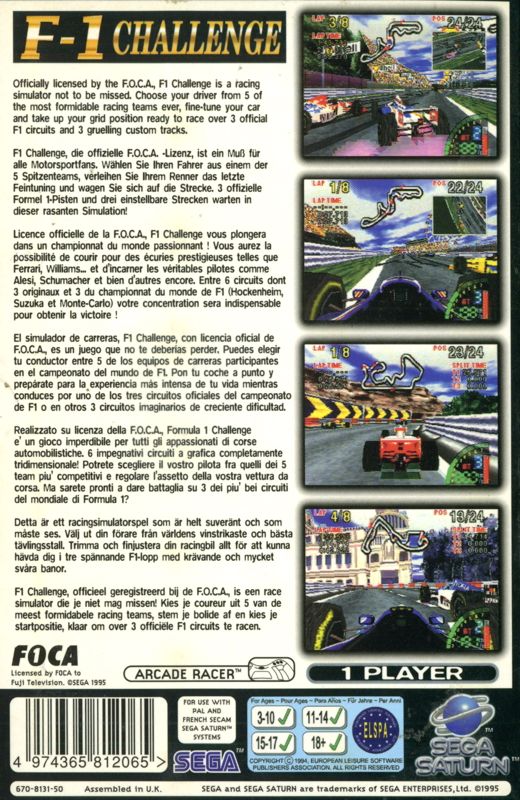 Back Cover for F1 Challenge (SEGA Saturn)