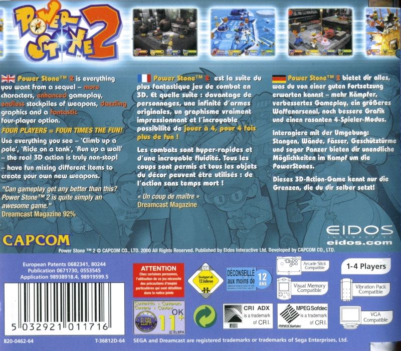 Back Cover for Power Stone 2 (Dreamcast)