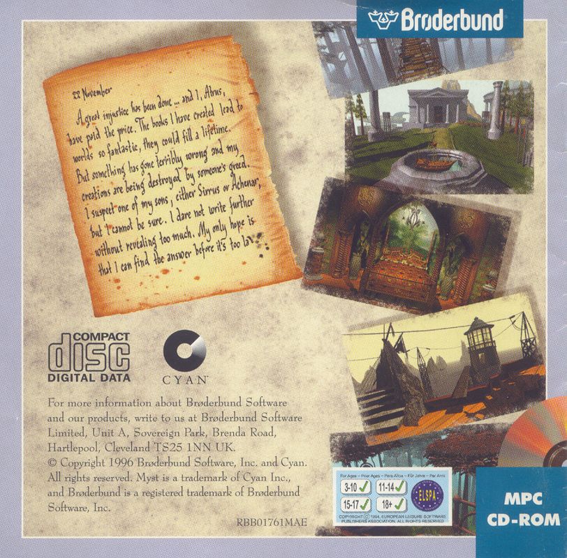 Inside Cover for Myst (Windows and Windows 3.x) (OEM Release)