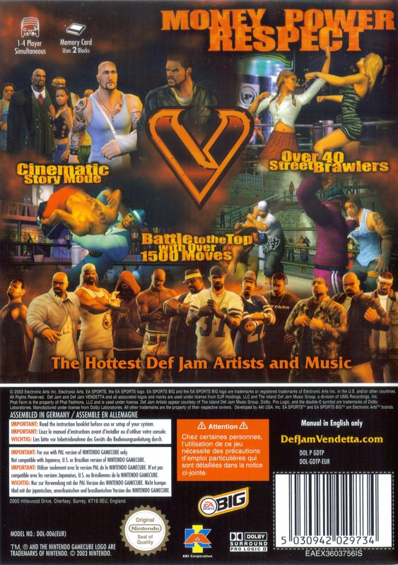 Back Cover for Def Jam: Vendetta (GameCube)