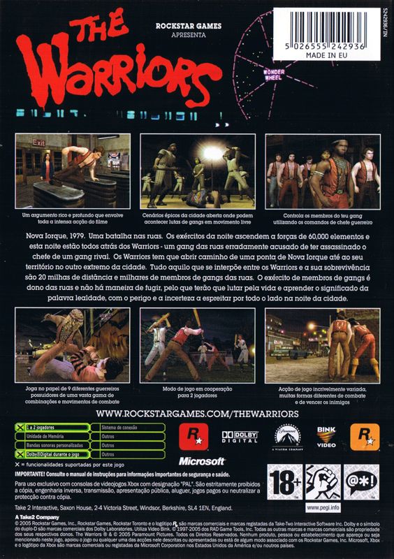 Back Cover for The Warriors (Xbox)