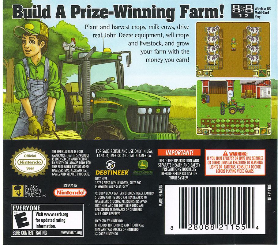Back Cover for John Deere: Harvest in the Heartland (Nintendo DS)
