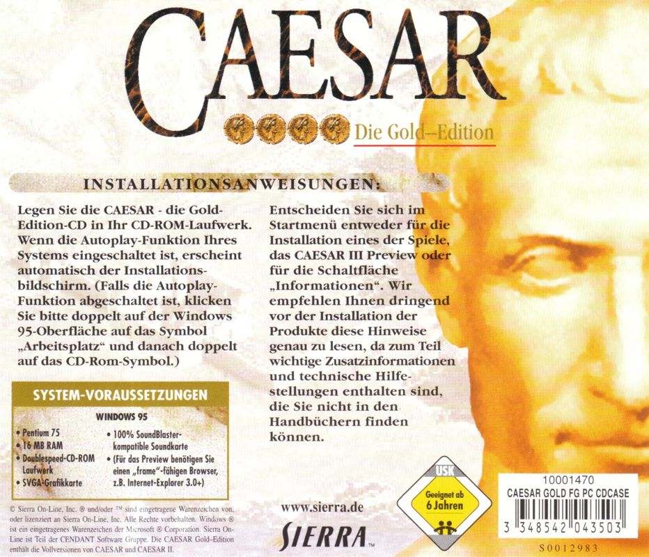 Other for Caesar: Die Gold-Edition (Windows): Jewel Case - Back