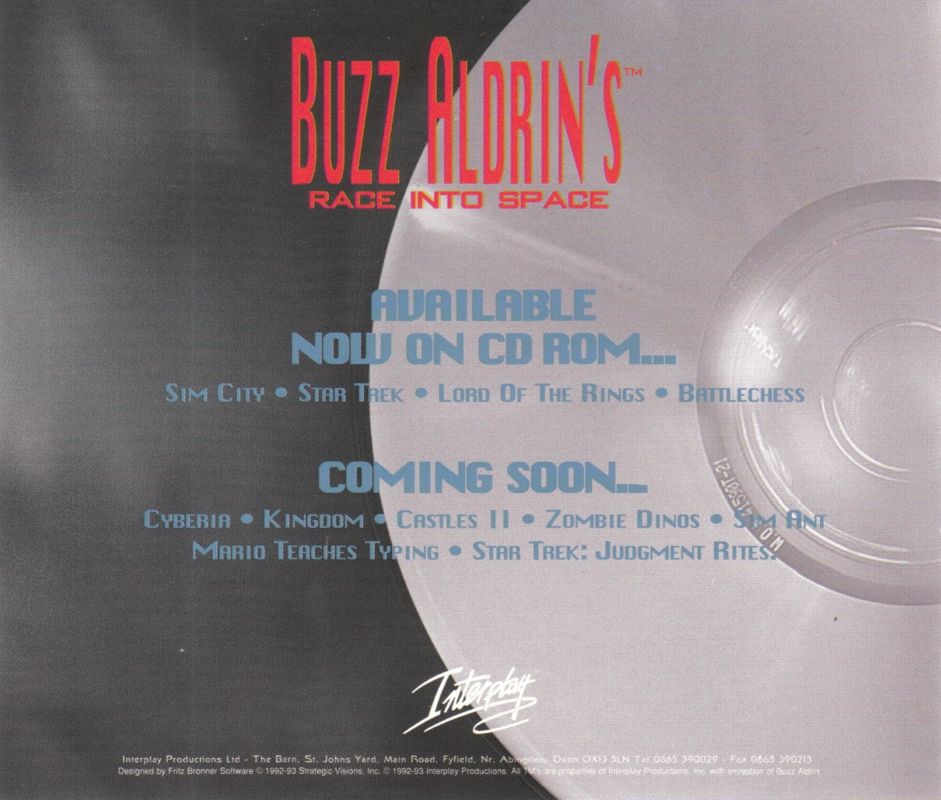 Other for Buzz Aldrin's Race into Space (DOS) (White Label Release): Jewel Case - Back